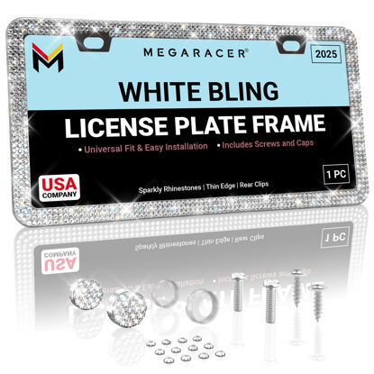 Picture of Bling License Plate Frames for Women | Sparkly Rhinestone License Plate Frame Bling Licence Plate Frame Holder Tag Car Plate Frame Plate Cover for Car License Plate Frames Cute Porta Placas para Auto
