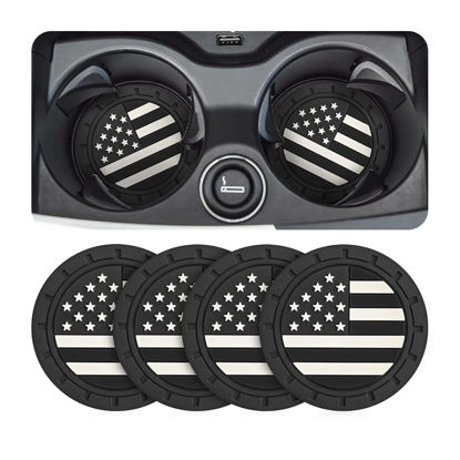 Picture of AUCELI 4 Pack Car Cup Holder Coasters, Colored American Flag US Flag Insert Car Cup Coaster, 2.75 Inch Anti Slip Shockproof Embedded Drink Mat, Vehicle Interior Decor Accessories