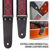 Picture of Nefelibata Guitar Strap, 2" Embroidery Full Grain Leather Ends Guitar Straps with Hidden Pocket, for Bass, Electric and Acoustic Guitars, Strap Button, Strap Locks and Guitar Picks