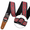 Picture of Nefelibata Guitar Strap, 2" Embroidery Full Grain Leather Ends Guitar Straps with Hidden Pocket, for Bass, Electric and Acoustic Guitars, Strap Button, Strap Locks and Guitar Picks