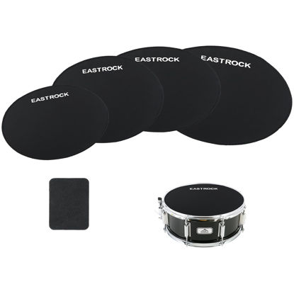 Picture of EASTROCK Drum Mute Pads Set 5 Pieces Foam Drum Silencer Pads, Fit 12”, 13”, 14”, 16" Drum, with Snare Wire Pad (Drum Mute Pad 5-Pack) (Fit 12,13,14,16" drum-5 pack)