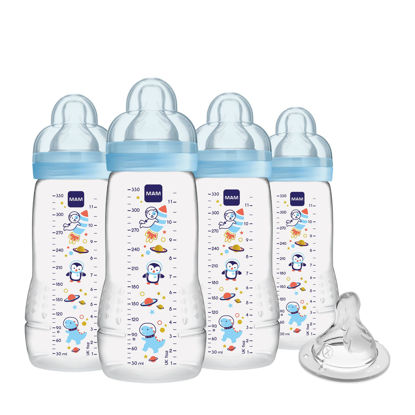 Picture of MAM Easy Active Anti-Colic Baby Bottle 11 oz, Fast Flow, Breastfeeding-Like Silicone Nipple Bottle, Reduces Colic, Gas, & Reflux, Easy-to-Clean, BPA-Free, Vented Baby Bottles for Newborns, 4+ Months