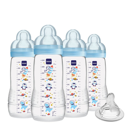 Picture of MAM Easy Active Anti-Colic Baby Bottle 11 oz, Fast Flow, Breastfeeding-Like Silicone Nipple Bottle, Reduces Colic, Gas, & Reflux, Easy-to-Clean, BPA-Free, Vented Baby Bottles for Newborns, 4+ Months
