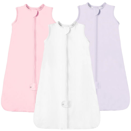 Picture of TotAha Sleep Sack 0-6 Months 3-Pack,Stretchy,Buttery Soft Swaddle Transition Sleeping Bag,Light Baby Wearable Blanket with 2-Way Safe Zippers for Boys and Girls