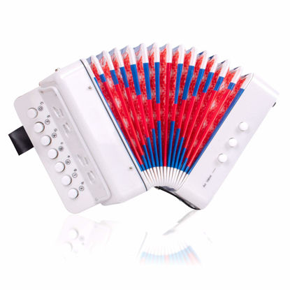 Picture of Button Accordion, Horse 10 Keys Control Kids Accordion Musical Instruments for Kids Children Beginners Lightweight and Environmentally-friendly (White)