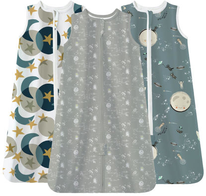 Picture of TotAha Sleep Sack 0-6 Months 3-Pack,Stretchy,Buttery Soft Swaddle Transition Sleeping Bag,Light Baby Wearable Blanket with 2-Way Safe Zippers for Boys Girls