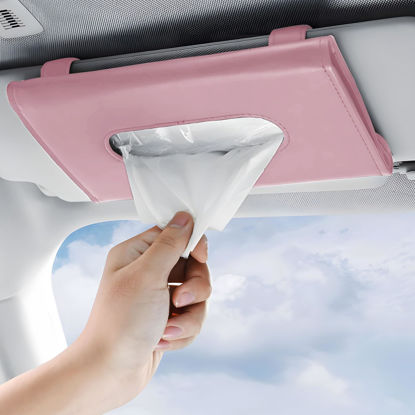 Picture of BIPROS Car Tissue Holder - Tissue Holder for Car with High-End Lotion Tissues,Car Napkin Holder,Napkin Holder for Car,Car Visor Tissue Dispenser,Leather Backseat Tissue Holder - Sun Visor Accessory.