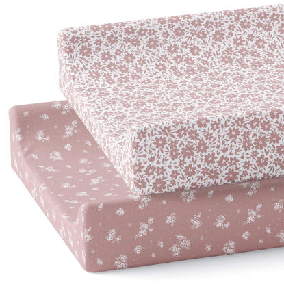 Picture of Baby Changing Pad Cover 2-Pack (Antique Rose) - Premium Fitted Sheets Changing Table Cover - Buttery Soft Cotton Blend - Diaper Changing Pad Cover - Changing Pad Sheets