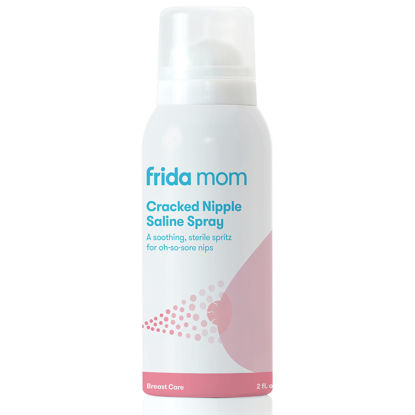 Picture of Frida Mom Saline Spray for Cracked Nipples, Breastfeeding Essentials for New Moms, Gentle for Baby and Mom, Spray to Heal Sore, Cracked Nipples, 2 fl oz
