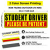 Picture of Sukh 4 Pcs Student Driver Magnet for Car - Be Patient Student Driver Magnet Boys and Girls New Student Driver Sticker Safety Warning Reflective Signs Reusable Movable
