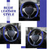 Picture of Elantrip Steering Wheel Cover Leather 15 1/2-16 inch Universal Padded Soft Grip Breathable for Car Truck SUV Jeep Anti Slip Blue and Black