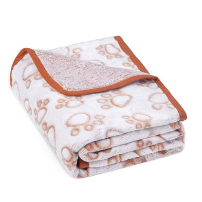 Picture of Stuffed Premium Soft Dog Blanket, with Flannel Brown Cute Paw Print, 24 * 32 inches, Cat Blanket Puppy Pads Supplies Dog Products Stuff Essentials