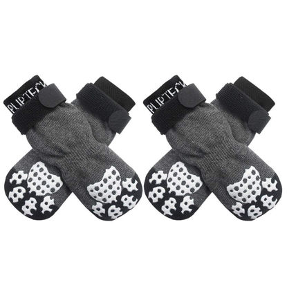 Picture of PUPTECK Anti-Slip Dog Socks with Double Sides Grips for Small Medium Large Dogs Hardwood Floors Prevents Licking, Dog Shoes for Hot Pavement Traction Control Paw Protector for Senior Dogs, Grey XXL