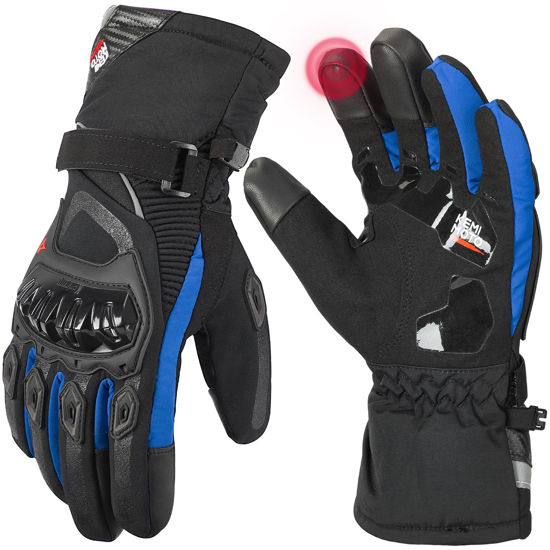 Picture of KEMIMOTO Winter Motorcycle Gloves, Rainproof Riding Gloves with Touchscreen, Motorcycle Winter Gloves for Men, Warm Motorcycle Gloves for Riding, ATV, UTV, Snowmobile