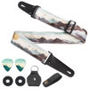 Picture of QIELIZI Adjustable Guitar Strap Includes 2 Strap Locks & 2 Matching Picks & 1 Picks Holder & 1 leather Strap Button.Leather ends Guitar Shoulder Strap(1-Hill Green)