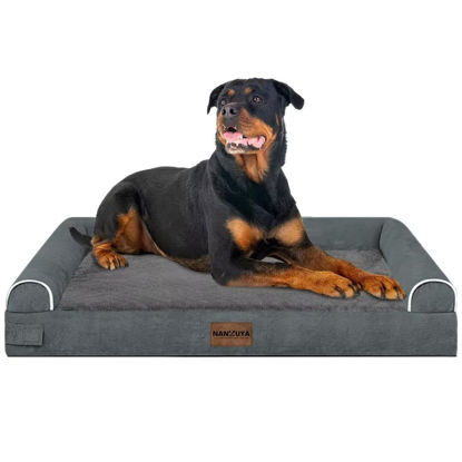 Picture of Large Dog Bed Orthopedic Washable: Beds Bolster XL Bed Large Big Dogs Memory Foam Couch Sofa Waterproof with Removable Cover - Dark Grey