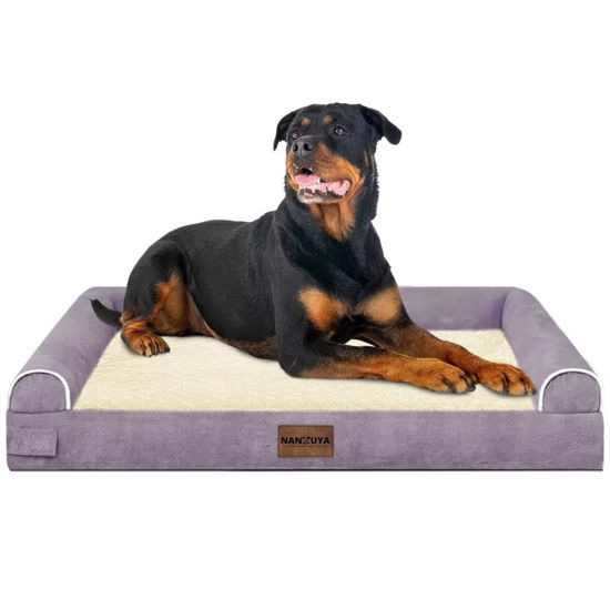 Picture of Large Dog Bed Orthopedic Washable: Beds Bolster XXL Bed Big XLarge Dogs Egg Crate Foam Sofa Couch Waterproof Removable Cover - Purple