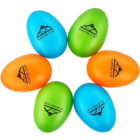 Picture of EastRock 6 PCS Plastic Egg Shaker Set Musical Hand Percussion Shakers Musical Maracas Percussion Instruments
