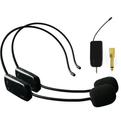 Picture of Wireless Microphone System for 2 People, 2.4G Dual Wireless Headset Mics Ideal for Speakers, Voice Amplifier, PA System, Teacher, Tour Guides, Fitness Instructor