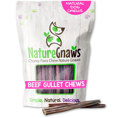 Picture of Nature Gnaws Beef Gullet Sticks for Dogs 5-6" (1Lb) - Natural Beef Jerky Stick Dog Chew Treats - Rawhide Free