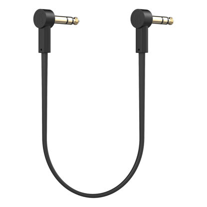 Picture of Rock Stock 1/4" Stereo TRS Flat Patch Cables - 12" Ultra-Thin, Right Angle, Low Profile, Gold Plated, Braided Shielding - Maximize Pedalboard Space, Eliminate Noise, Connect Guitar Effects Pedals