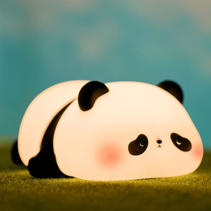 Picture of FAMIDUO Cute Panda Lamp, LED Panda Night Light for Kids Sleep, Food Grade Silicone Novelty Animal Night Lamps, Dimmable Nursery Squishy Nightlight, Cute Gifts, Office Desk/Baby Boys/Girls Room Decor