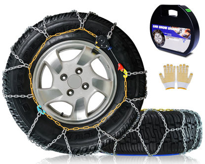 Picture of Snow-Chains Auto Fixing 1 Min Quick Fit Easy Installation Tire-Chains, Portable Reusable Universal Emergency Tire Traction Chain for Passenger Car, Pickup Trucks and SUV - Set of 2