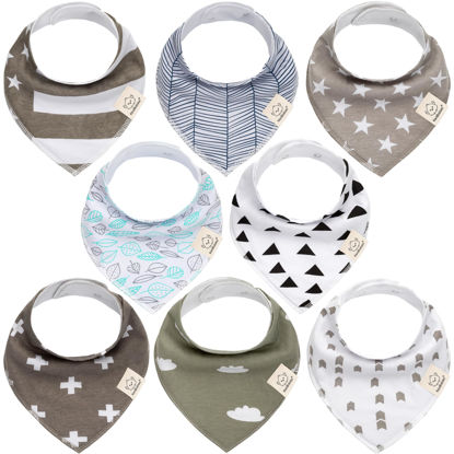 Picture of KeaBabies 8-Pack Organic Baby Bandana Drool Bibs for Boys Girls - Soft Cotton Drooling & Teething Bibs for Infants, Toddlers, Super Absorbent Cotton Bandana Bibs for Baby Boy & Girl (Grayscape)