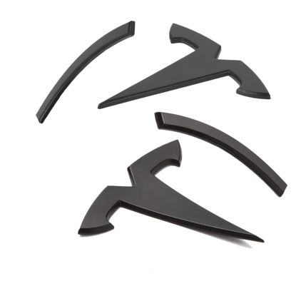 Picture of Nanaholy Model Y Accessories for Tesla Emblem Sticker 2PCS/Set 2024 2023 2022 2021 2020 Logo Decal (Black)