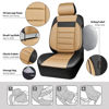 Picture of CAR PASS Leather Seat Covers Full Set Universal Water Resistant 3D Foam Back Support, Luxury Comfort Automotive 5 Seat Covers All Season Fit for SUV,Sedan,Van, Airbag Compatible Elegance(Beige Black)