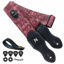 Picture of Nefelibata Guitar Strap with Pick Pocket,2.3 inch Porter Style Vegan Leather Carving Guitar Straps,60s Vintage Style Include Guitar Picks,Strap Button and Strap Locks (Red)