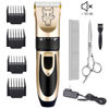 Picture of Dog Grooming Kit Clippers, Low Noise, Electric Quiet, Rechargeable, Cordless, Pet Hair Thick Coats Clippers Trimmers Set, Suitable for Dogs, Cats, and Other Pets (Gold)