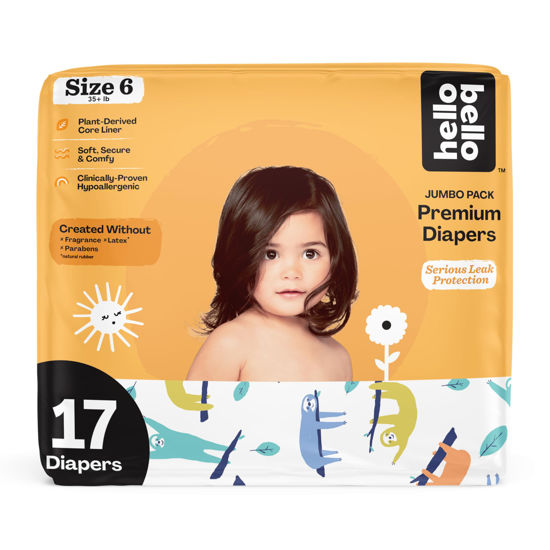 Picture of Hello Bello Premium Baby Diapers Size 6 I 17 Count of Disposable, Extra-Absorbent, Hypoallergenic Baby Diapers with Snug and Comfort Fit I Sleepy Sloth