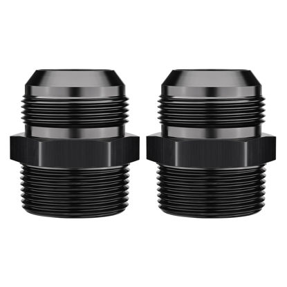 Picture of EVIL ENERGY 20AN Male Flare to 1-1/4" NPT Pipe Fitting Adapter Straight Aluminum Black 2PCS