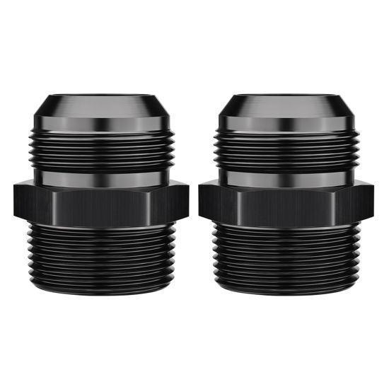 Picture of EVIL ENERGY 20AN Male Flare to 1-1/4" NPT Pipe Fitting Adapter Straight Aluminum Black 2PCS