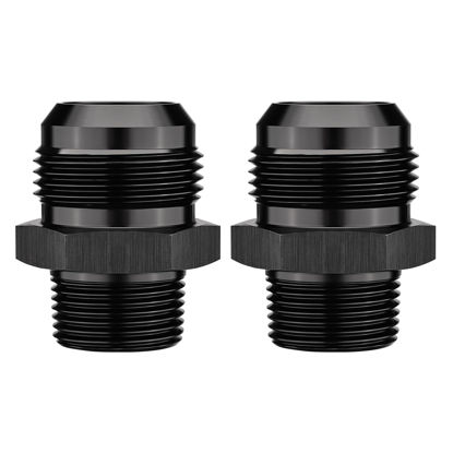 Picture of EVIL ENERGY 16AN Male Flare to 3/4" NPT Pipe Fitting Adapter Straight Aluminum Black 2PCS