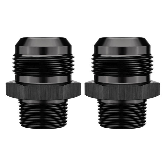 Picture of EVIL ENERGY 16AN Male Flare to 3/4" NPT Pipe Fitting Adapter Straight Aluminum Black 2PCS
