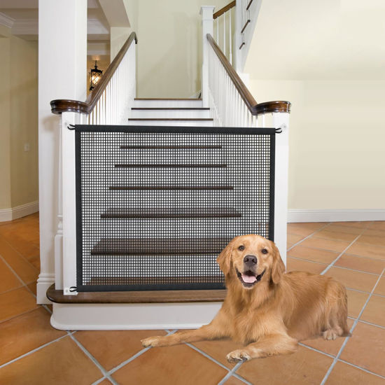 Picture of 2-Pack Dog Gate for Stairs Pet Gates for The House: Dog Gate Indoor Dogs Screen Mesh Gate for Doorways Stairways Safety 29 inches Tall, 30 inch Wide