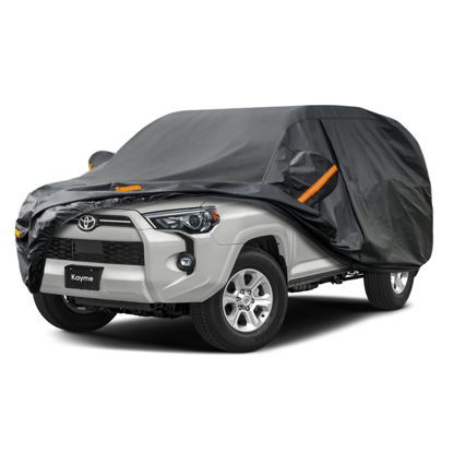 Picture of Kayme 7 Layers SUV Car Cover Custom Fit for Toyota 4Runner (2002-2024) Waterproof All Weather for Automobiles,Outdoor Full Cover Rain Sun UV Protection.Black
