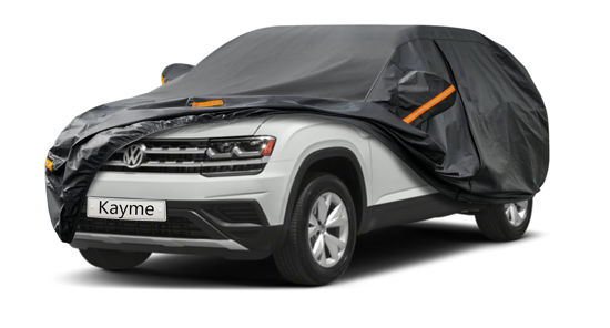 Picture of Kayme 7 Layer SUV Car Cover Custom Fit for Volkswagen VW Atlas (2017-2024) Waterproof All Weather for Automobiles, Outdoor Full Cover Sun Rain UV Protection.Black