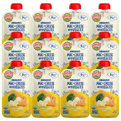 Picture of Earth's Best Pasta + Veggie Puree Organic Mac + Cheese with Veggies 4oz Pouch (Pack of 12)