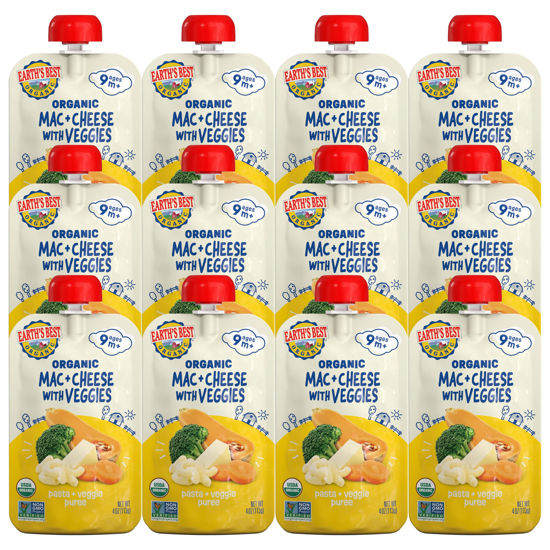 Picture of Earth's Best Pasta + Veggie Puree Organic Mac + Cheese with Veggies 4oz Pouch (Pack of 12)