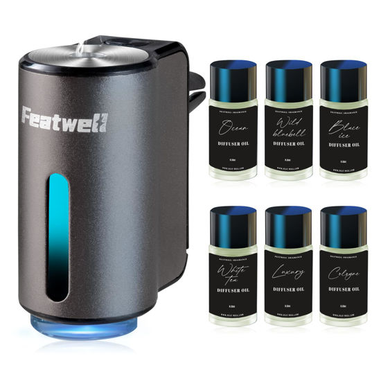 Picture of Featwell Car Air Freshener, Three Adjustable Modes Intelligent Car Aroma Diffuser, Rechargeable Car Aroma Diffuser, Grey