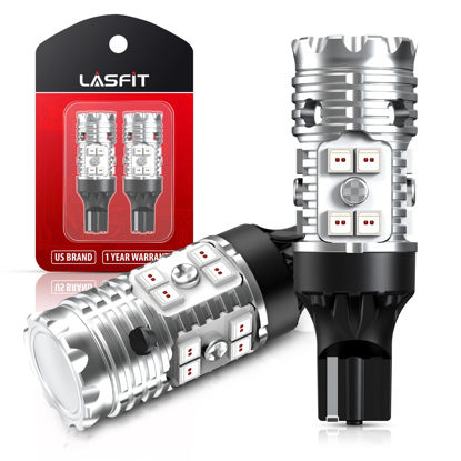 Picture of LASFIT 921 LED Bulb Red Third Brake Light, Canbus Ready 912 T15 Center High Mount Stop Light Replacement Anti Hyper Flash Fit for Ram F150 Silverado Sierra Camry Tundra Wrangler Pickup Truck, 2pcs