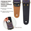 Picture of Nefelibata Guitar Strap, Vintage Embroidered Cotton Guitar Straps with Head Cowhide Leather Ends for Bass, Electric & Acoustic Guitars, with Free Strap Button, 1 Pair Strap Locks and 4 Guitar Picks