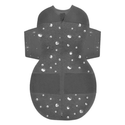 Picture of Happiest Baby SNOO Sleep Sack - 100% Organic Cotton Baby Swaddle Blanket - Doctor Designed Promotes Healthy Hip Development (Charcoal Planets, Large)