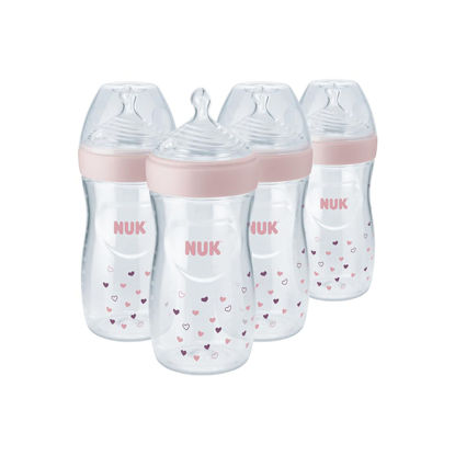 Picture of NUK Simply Natural Baby Bottle with SafeTemp, Girl, 9 Oz, 4 Count