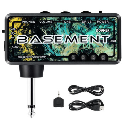 Picture of Donner Bass Guitar Headphone Amp Basement USB Rechargeable Mini Portable Bass Headphone Amplifier for Bass Guitar