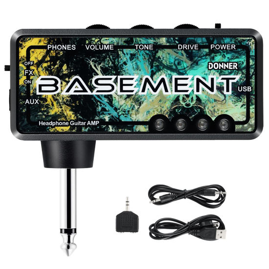 Picture of Donner Bass Guitar Headphone Amp Basement USB Rechargeable Mini Portable Bass Headphone Amplifier for Bass Guitar