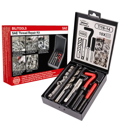 Picture of BILITOOLS 7/16-14 inch Thread Repair Kit, HSS Drill Helicoil Repair Kit SAE